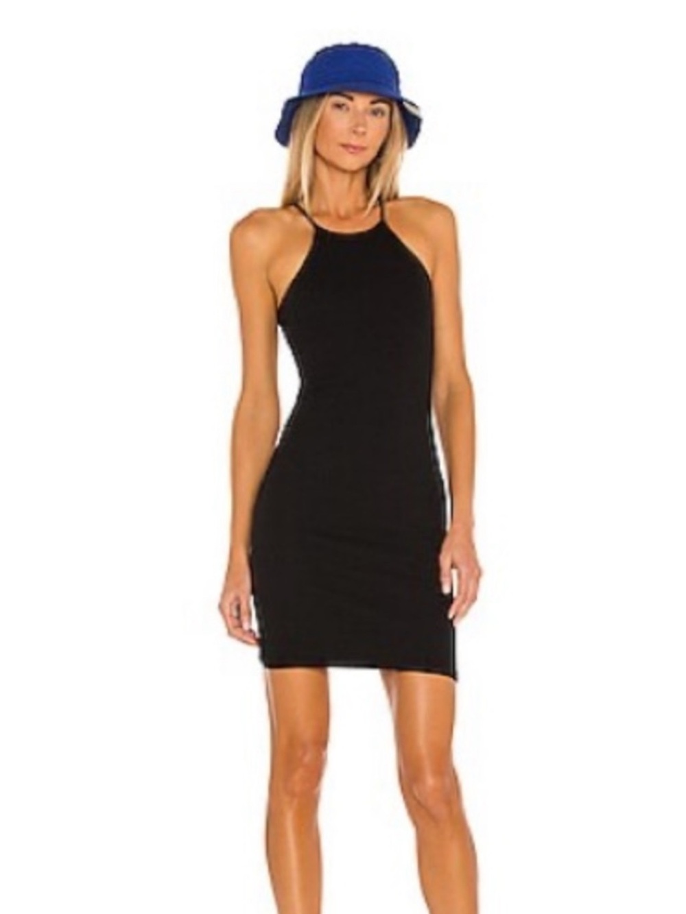 Frankie's Bikinis Black Halter Ribbed Mini Dress